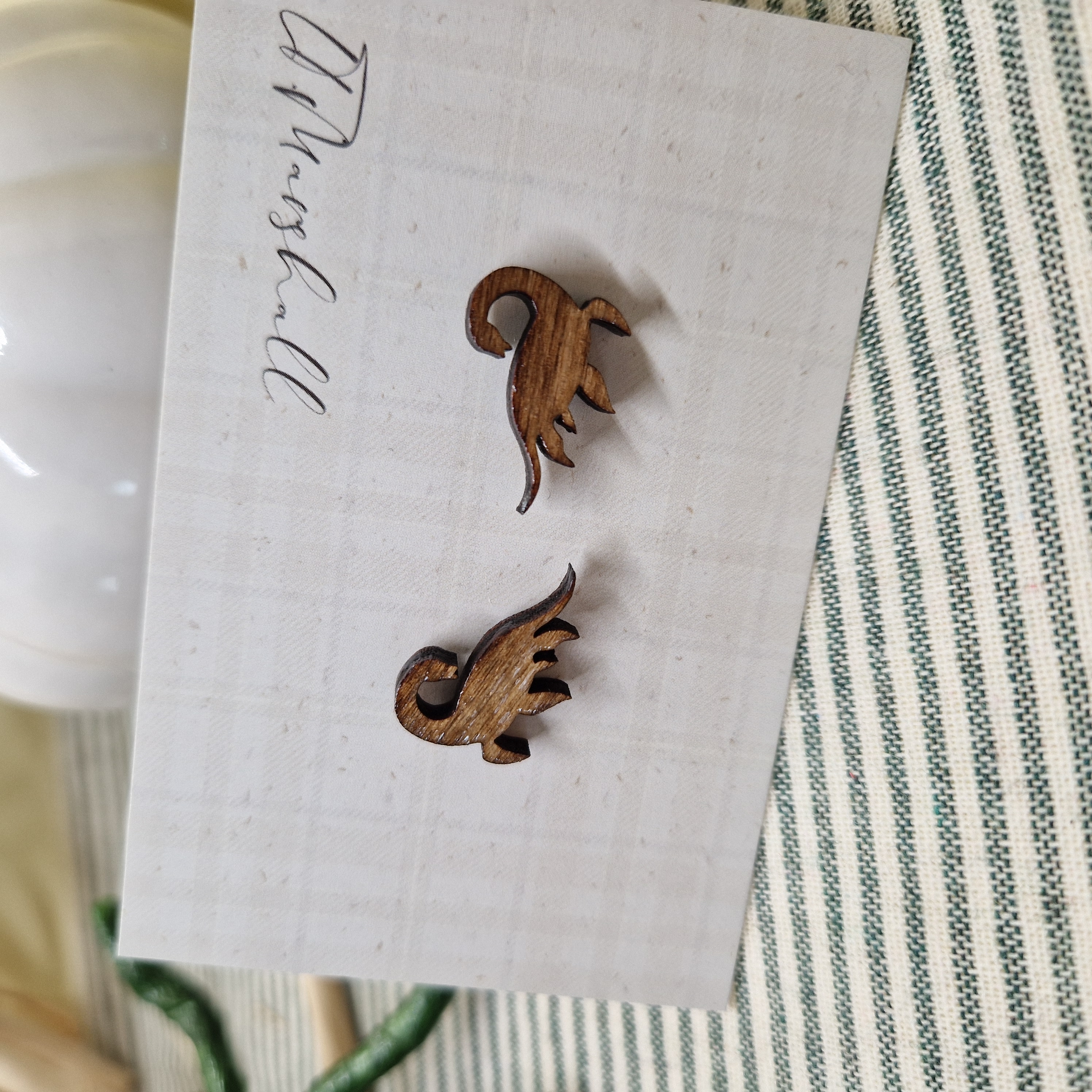 Handmade Loch Ness Monster Earrings – Wooden Studs in Flocked, Glitter, Coloured or Stained Finish, Scottish Jewelry