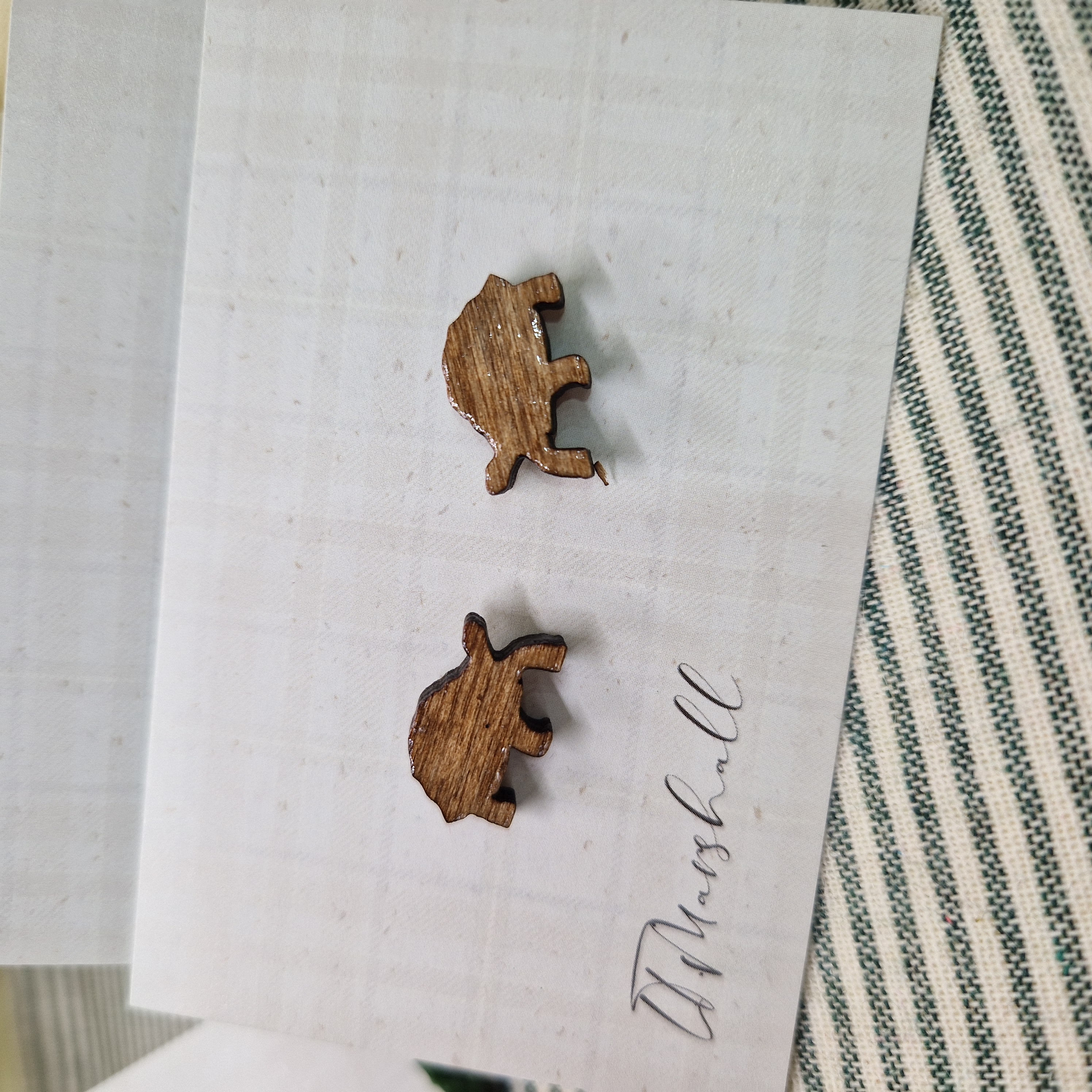 Handmade Tortoise Earrings – Wooden Studs in Flocked, Glitter, Coloured or Stained Finish, Quirky Animal Jewelry