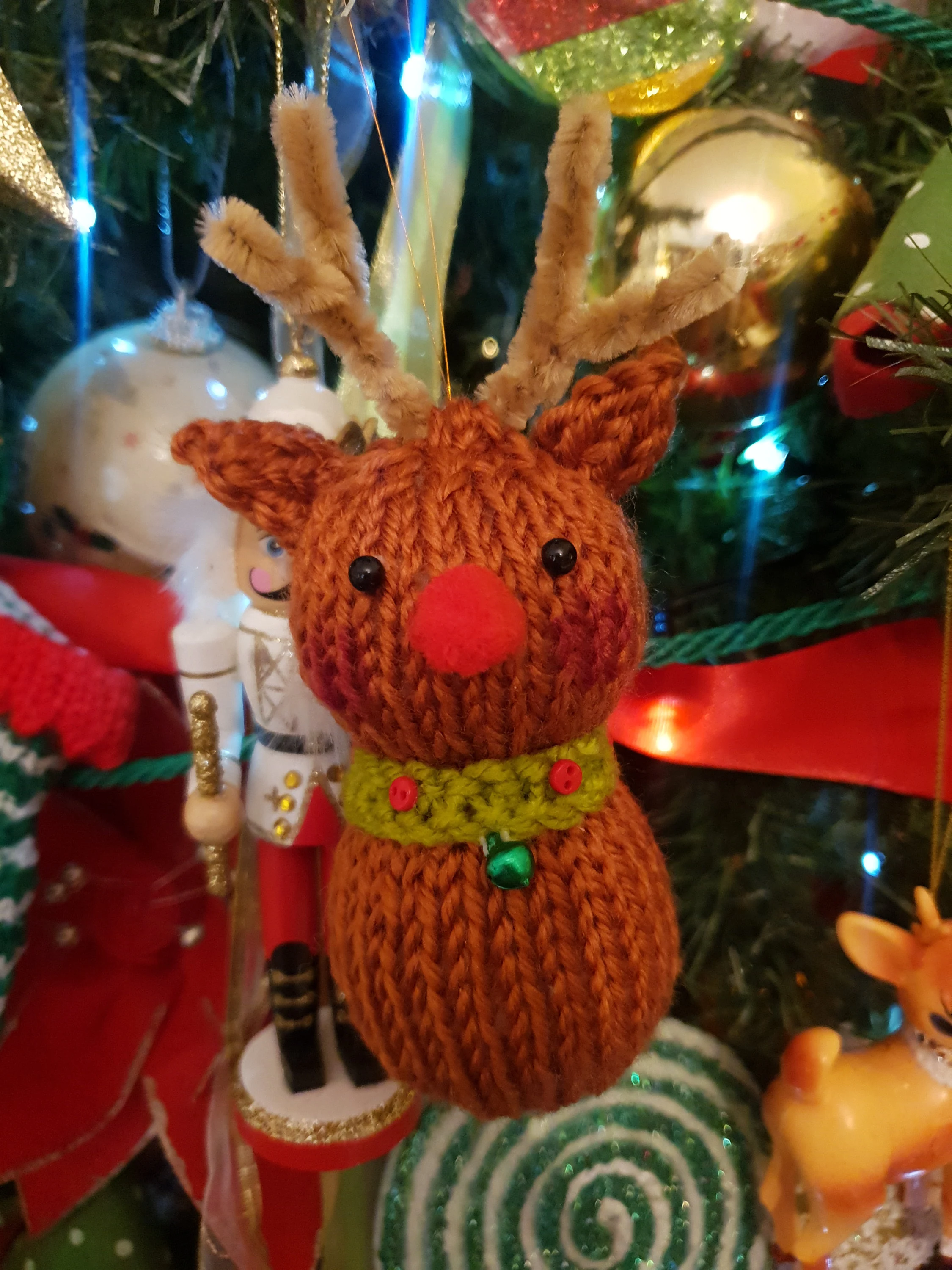 Reindeer Christmas Ornament Knitting Pattern – Flat-Knit Mini Reindeer PDF, Easy Holiday Decoration
