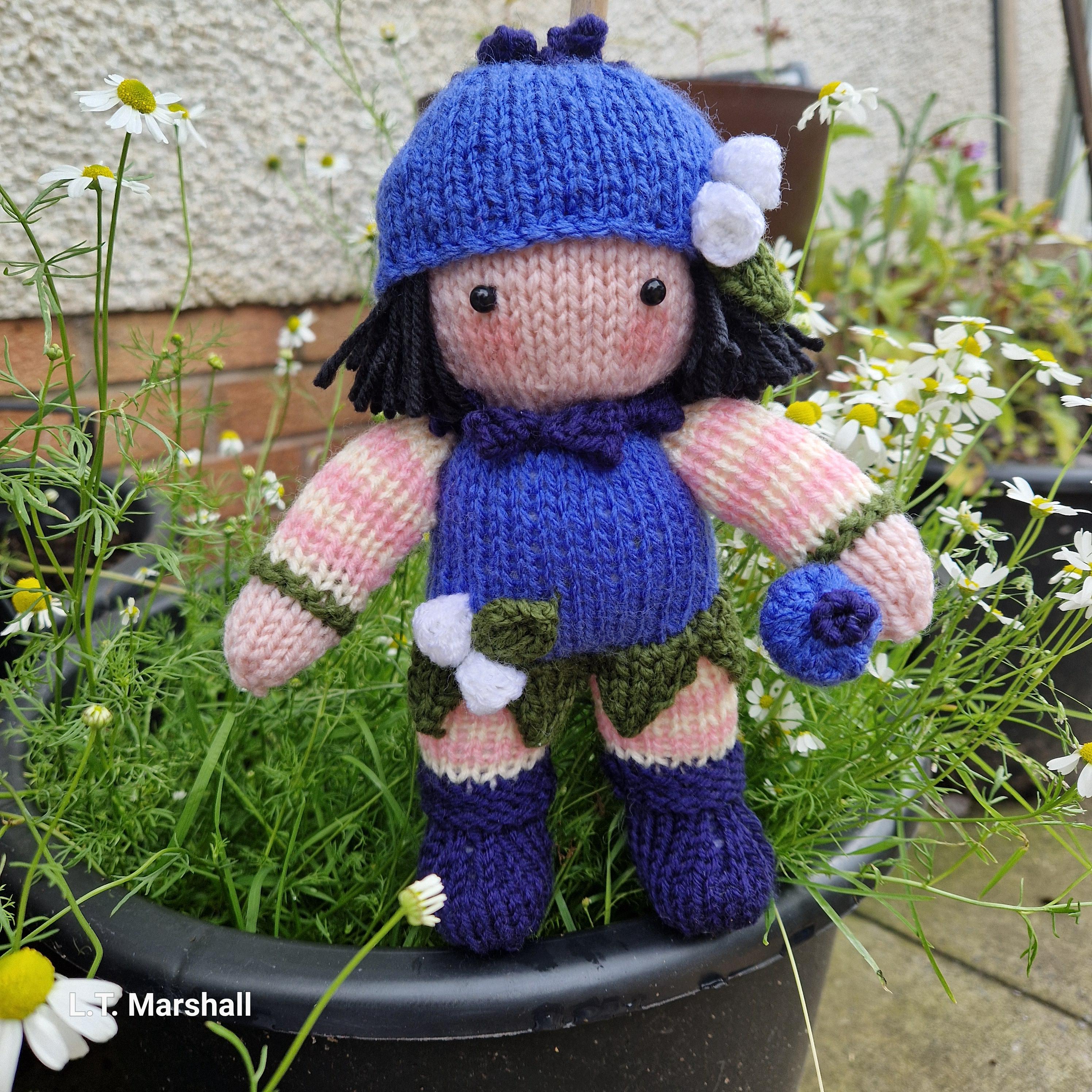 Blueberry Doll Knitting Pattern – Flat-Knit Blueberry Doll PDF, Easy Cute Plush