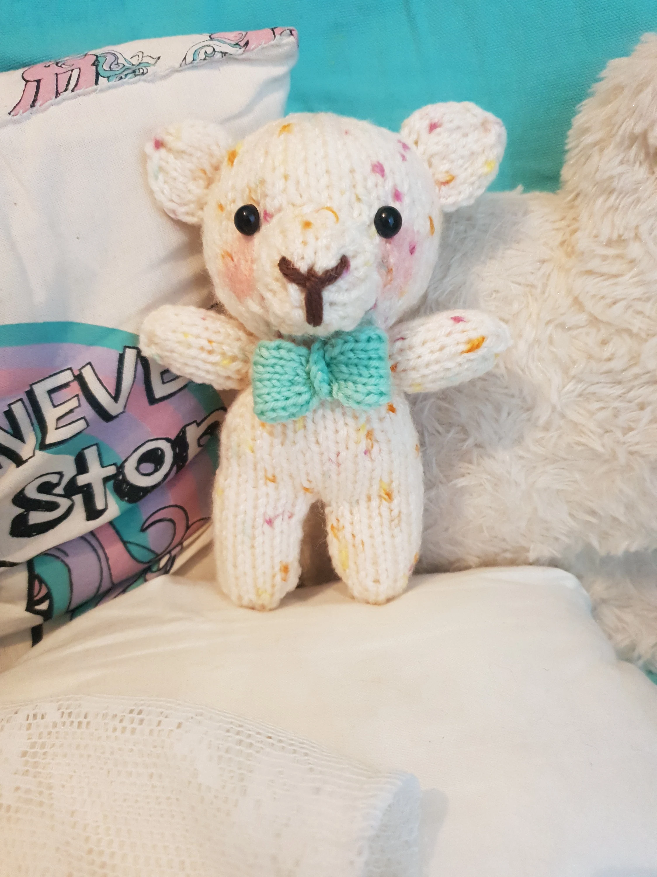 Charity Bear Knitting Pattern – Flat-Knit Mini Bear PDF, Easy Cute Plush