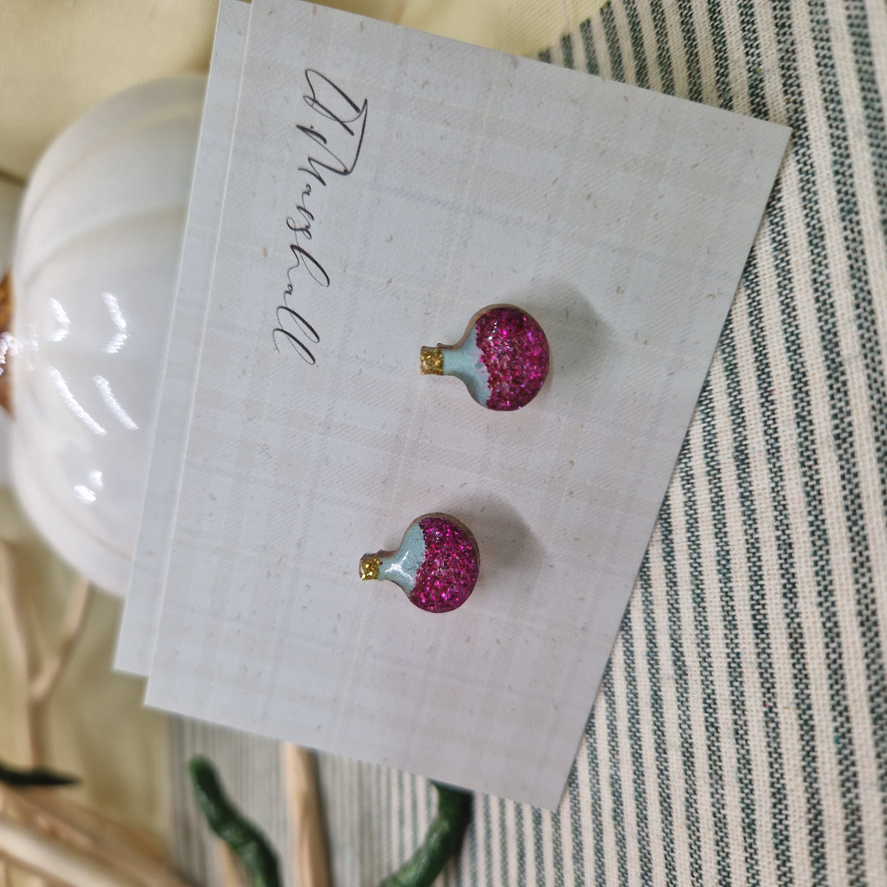 Handmade Potion Bottle Earrings – Wooden Studs in Flocked, Glitter, Coloured or Stained Finish, Witchy Jewelry