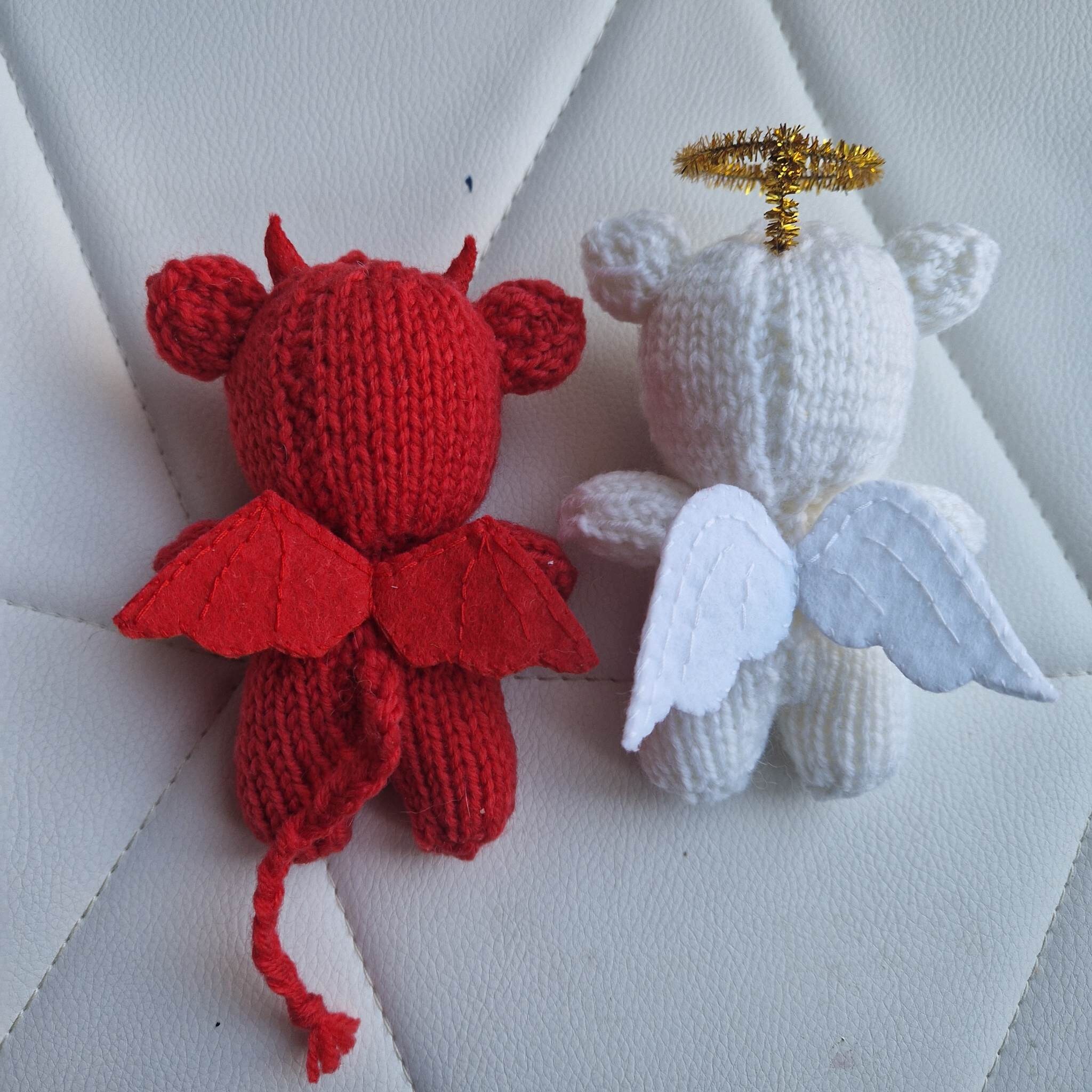Angel & Devil Mini Bears Knitting Pattern – Cute DIY Teddy Pair, Handmade Soft Toy, Digital PDF Tutorial