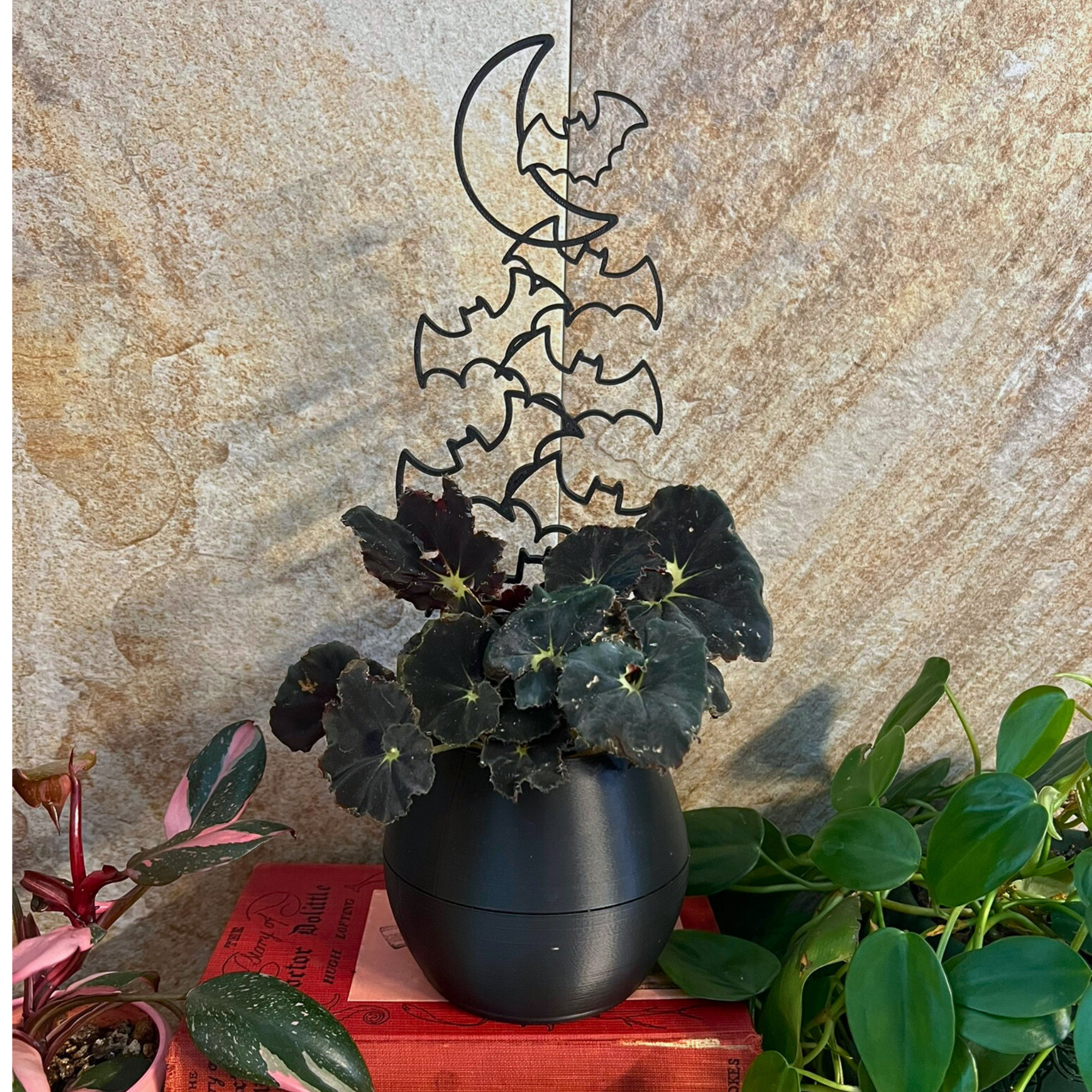 Flying Bat Moon Plant Trellis for Climbing Plants, Spooly Decor for Home