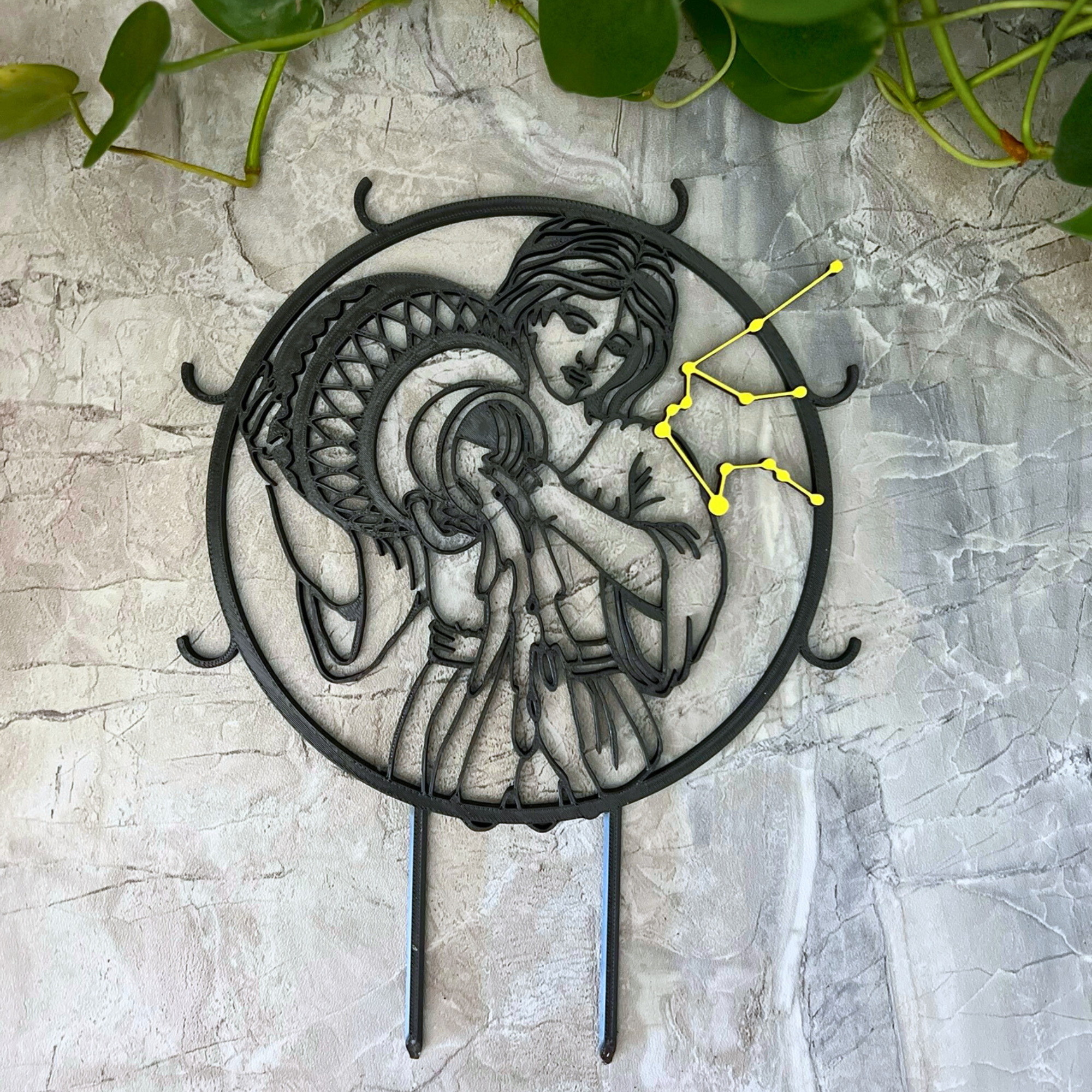 Aquarius Zodiac Sign Indoor Houseplant Trellis, Climbing Plant Support, Birthday Gift, Contemporary Trellis for Hoya, Plant Accessory Stake