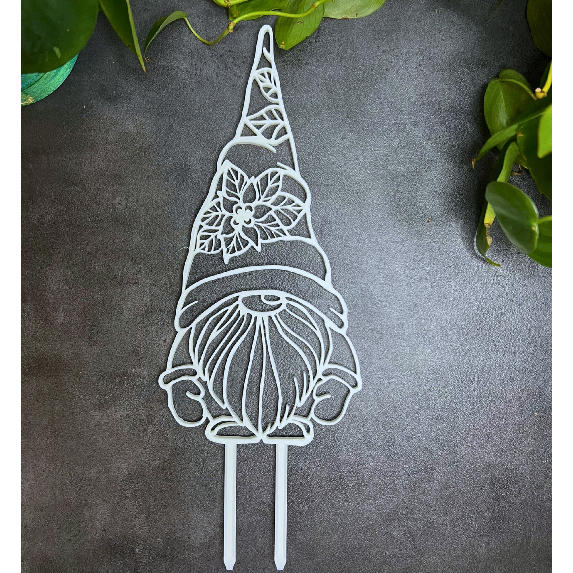 Whimsical Winter Gnome Trellis for Climbing Plants, Decoration for Plant Pots
