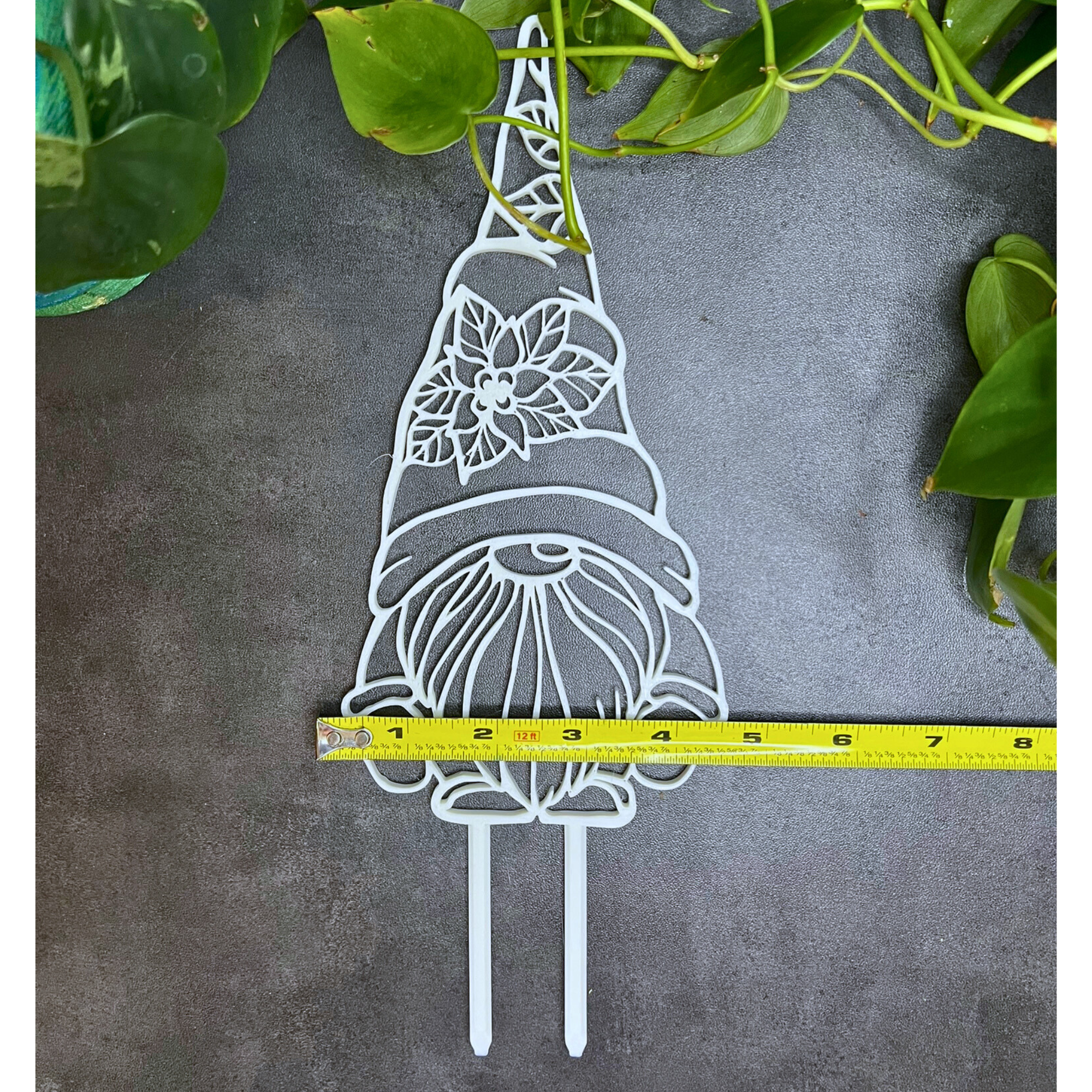 Whimsical Winter Gnome Trellis for Climbing Plants, Decoration for Plant Pots