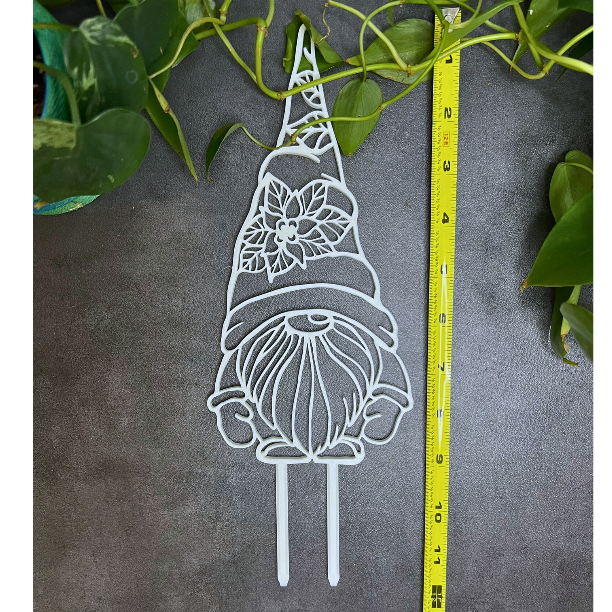 Whimsical Winter Gnome Trellis for Climbing Plants, Decoration for Plant Pots
