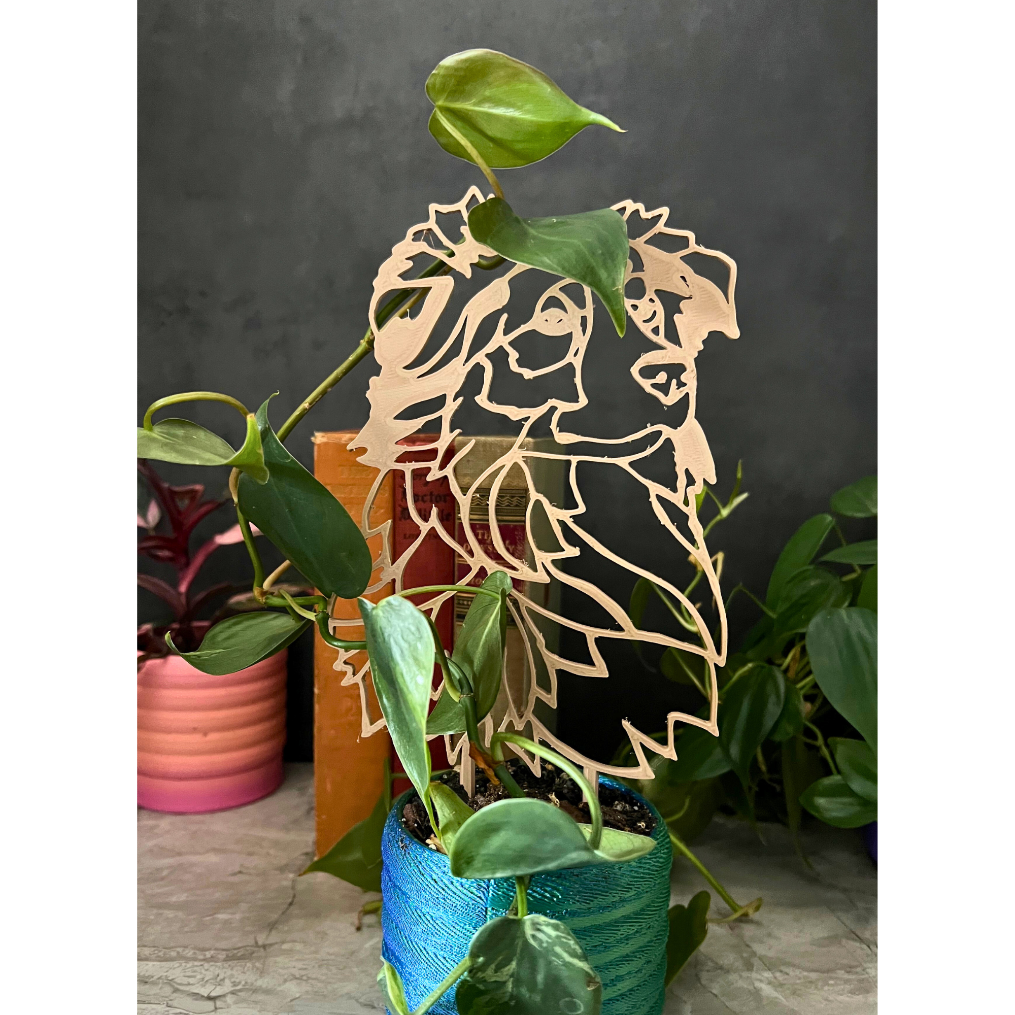 Australian Shepard Plant Trellis for Climbing Plants, Plant Accessories for Plant Pot, Dogs and Plants Home Decor, Gardening Gift for Her