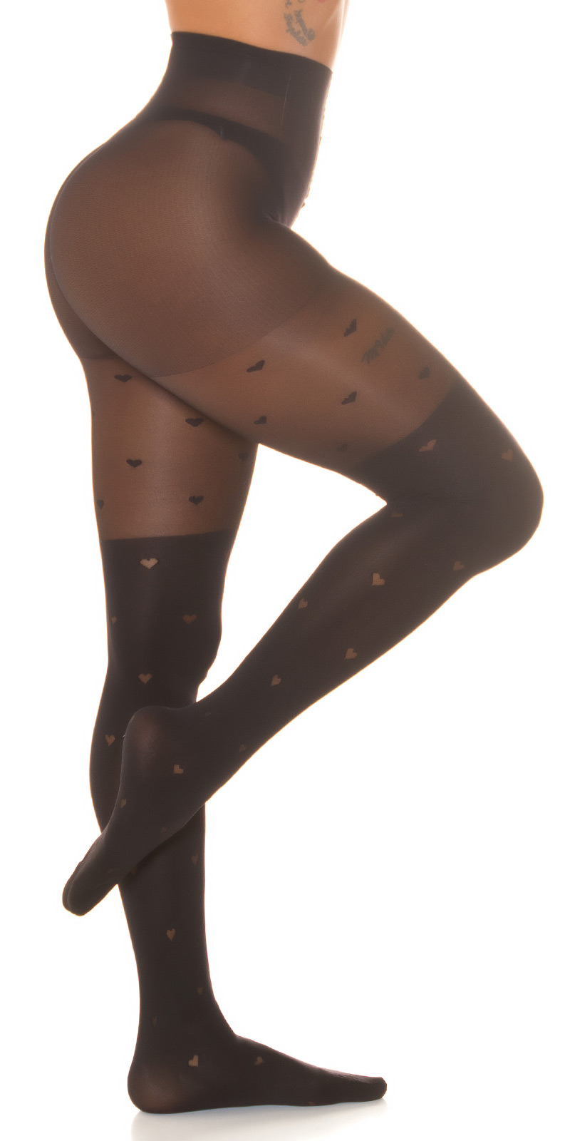 Overknee look panty met hartjes