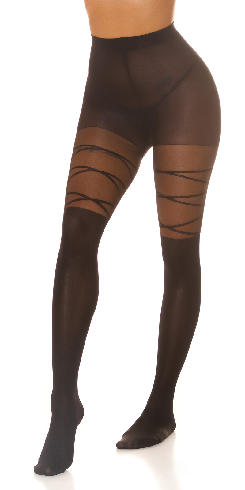 Overknee panty met motief