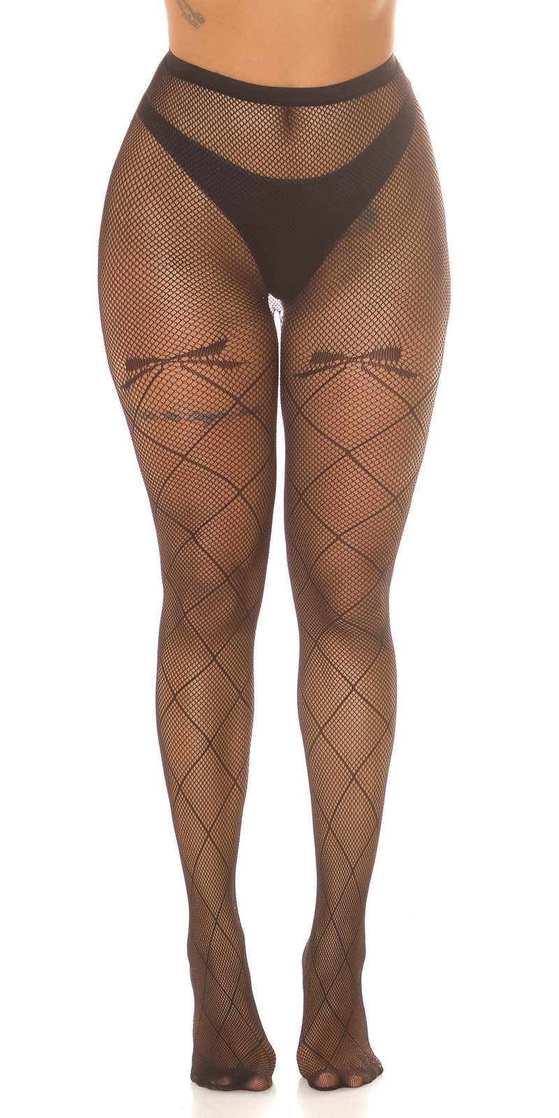 Visnet panty met ruitmotief