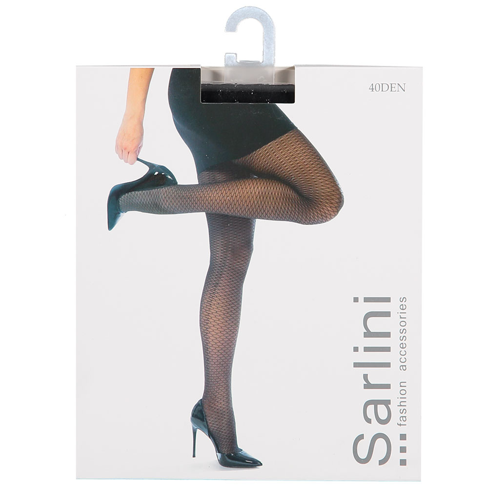 Panty met grafisch design in zwart/zilver 40den