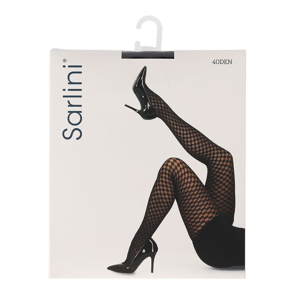 Panty met blokken patroon in zwart/zilver 40den