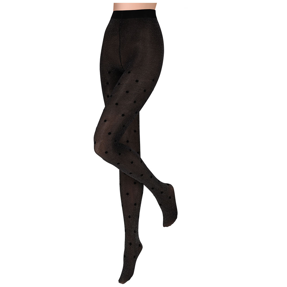 Panty met stippen in zwart/zilver 40den