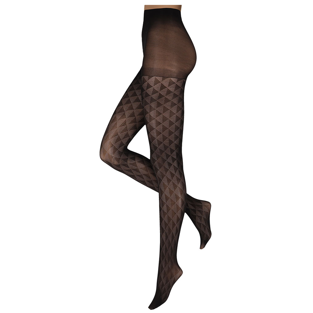 Panty met driehoeken design in zwart 60den