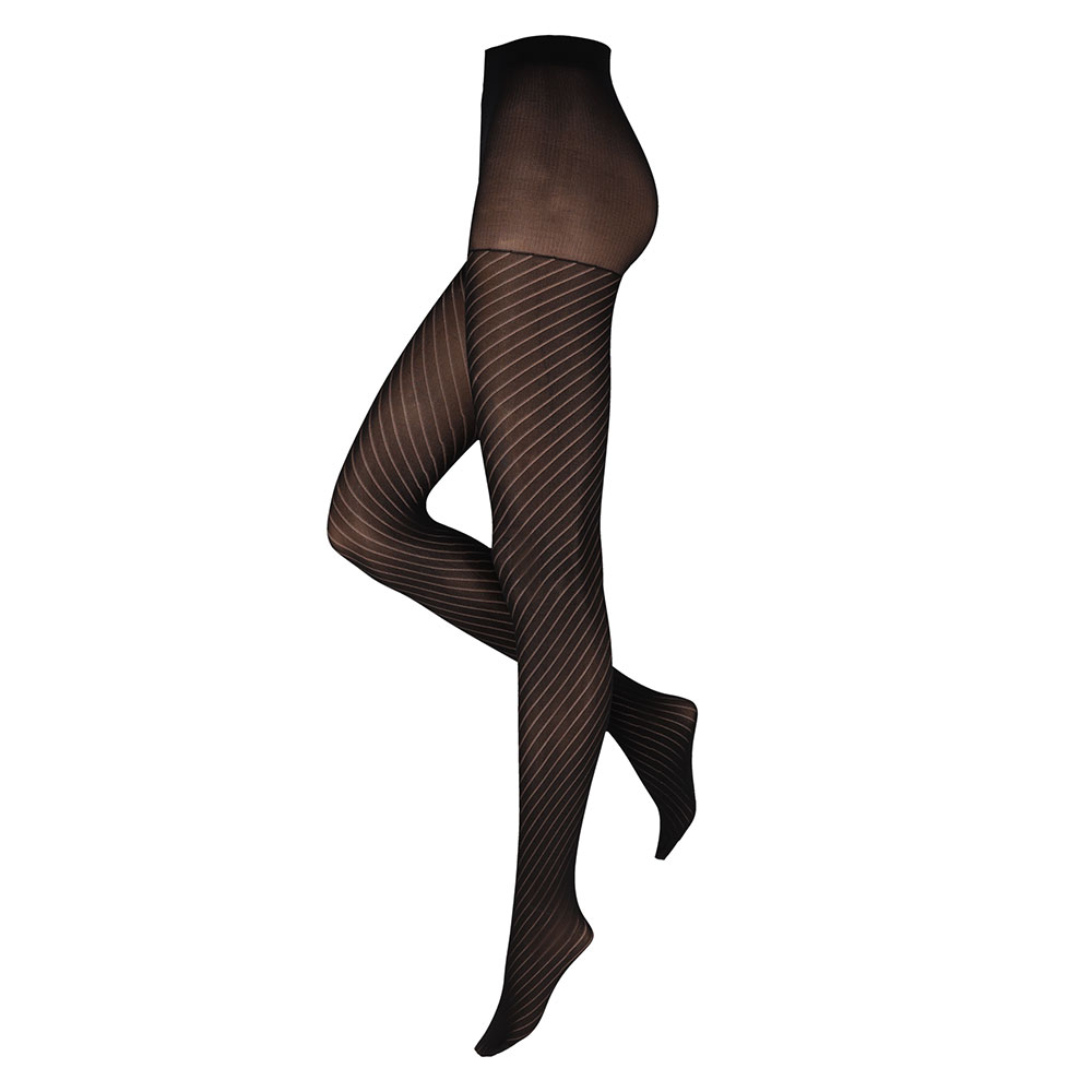 Panty met strepen motief zwart 40den