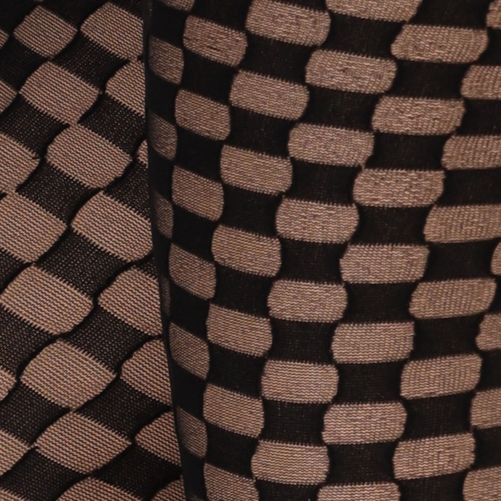 Panty met blokken patroon in zwart/zilver 40den