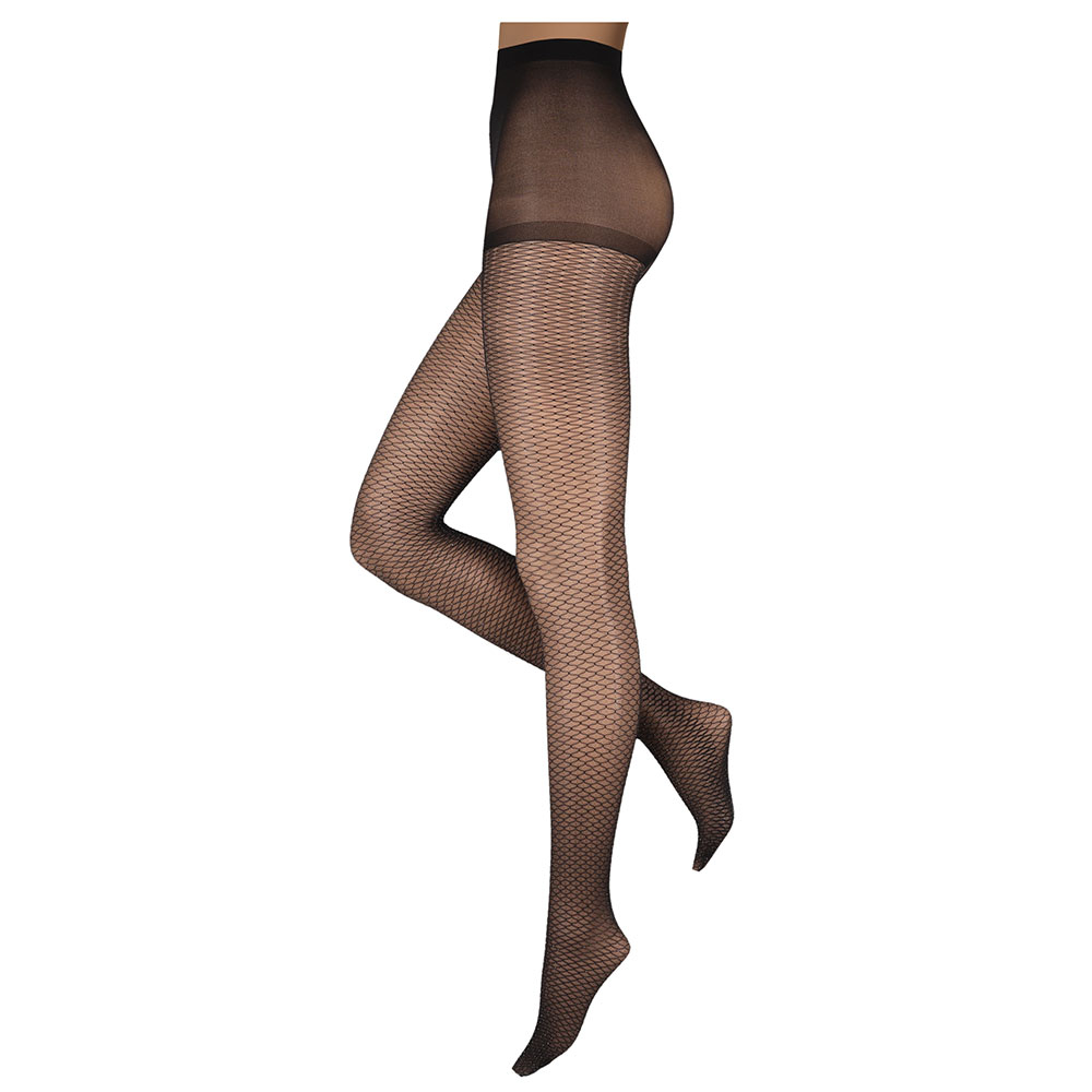 Panty met grafisch design in zwart/zilver 40den