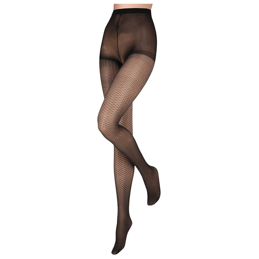 Panty met grafisch design in zwart/zilver 40den