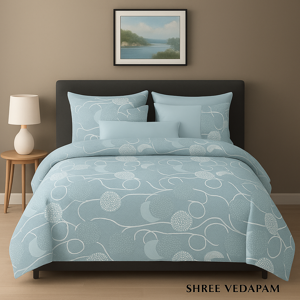 Elegant Blue Duvet Bedsheet Set