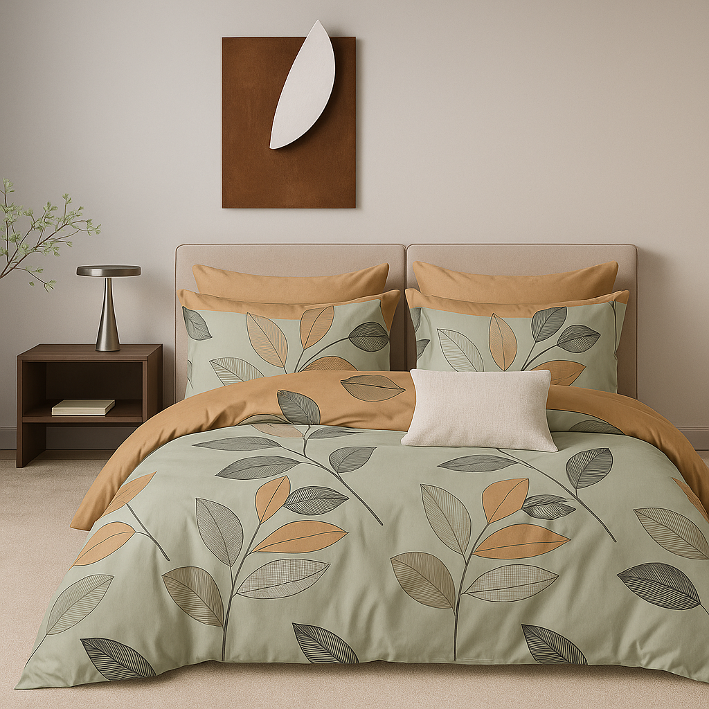 Elegant Leaf Pattern Bedsheet