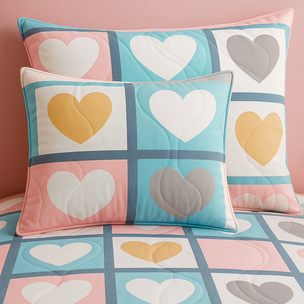 Colorful Heart-themed Ultrasonic Double Comforter