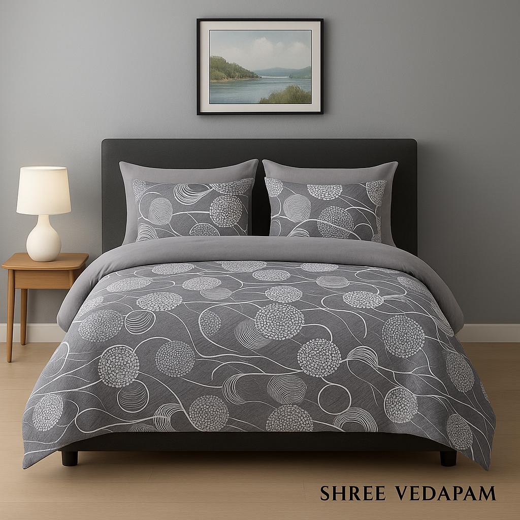 Modern Grey Patterned Bedsheet Set
