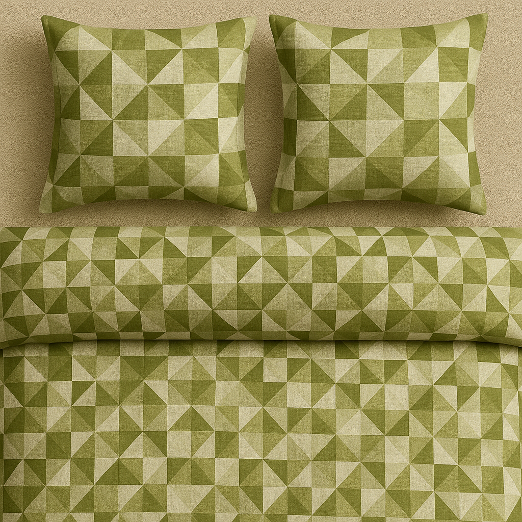 Geometric Pattern Green Bedsheet