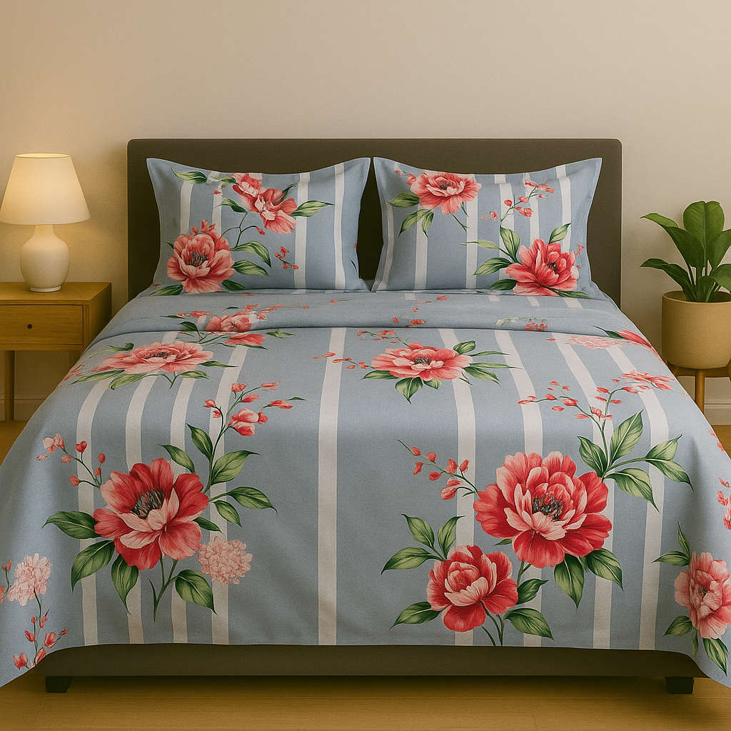 Floral Print Queen Size Bedsheet 
