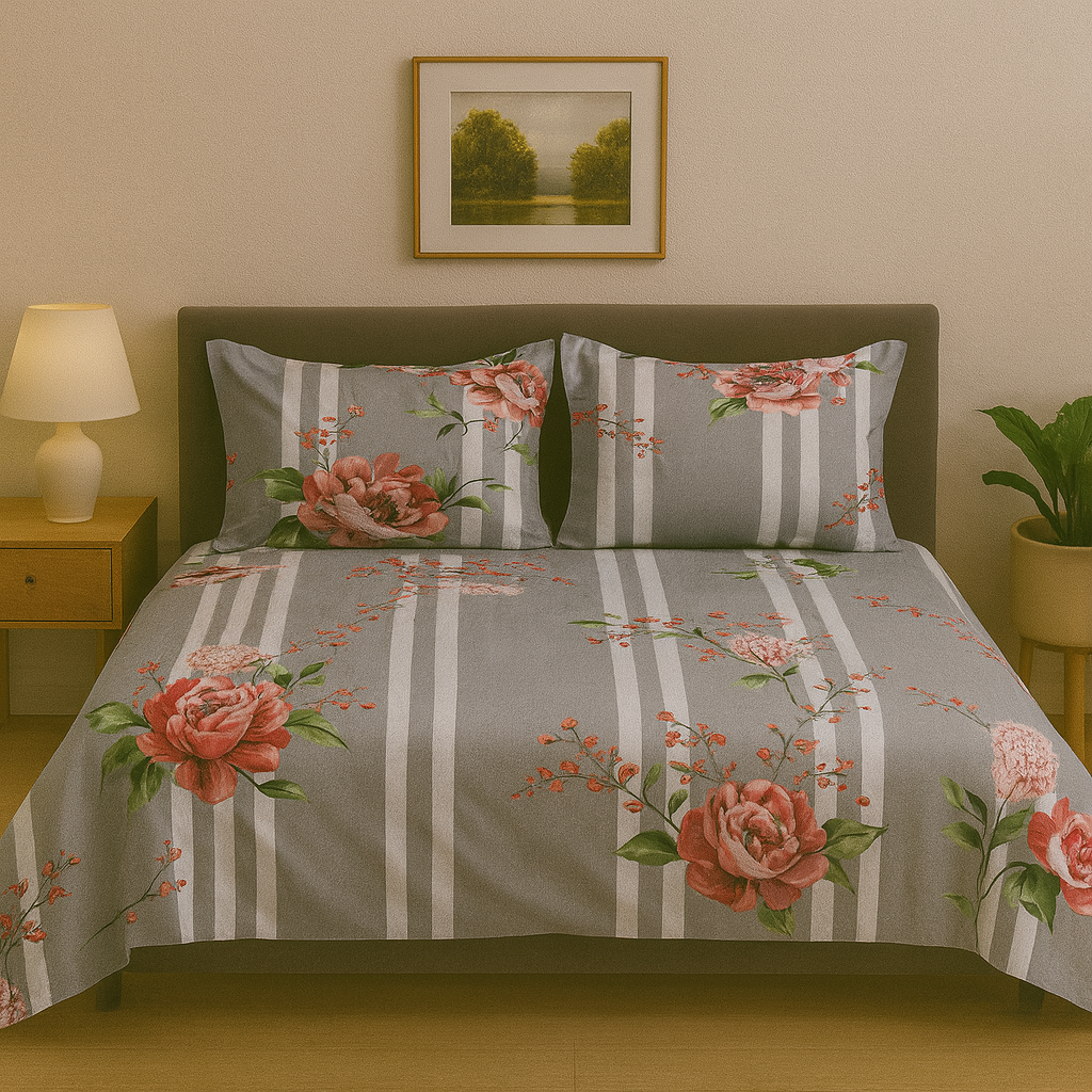 Floral Print Queen Size Bedsheet 