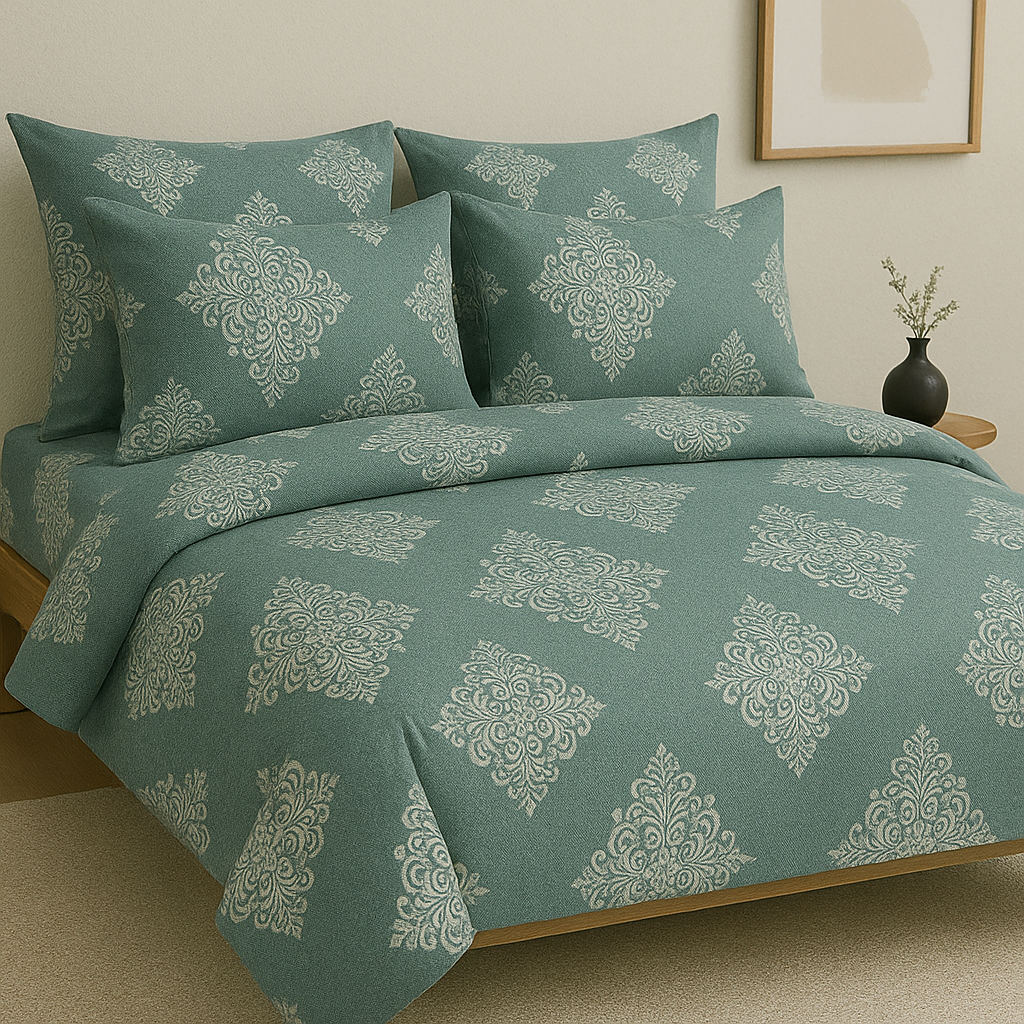 Elegant Blue Patterned Bedsheet