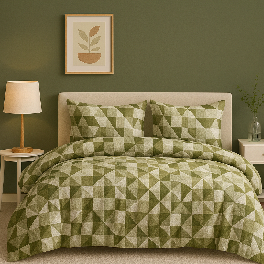 Geometric Pattern Green Bedsheet