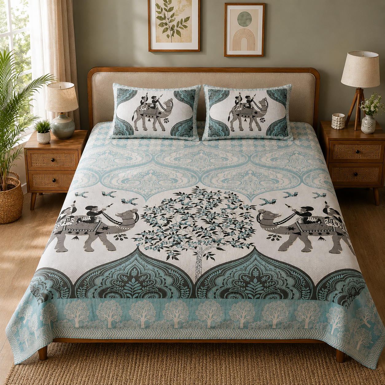 Ethnic Camel Print Bedsheet 