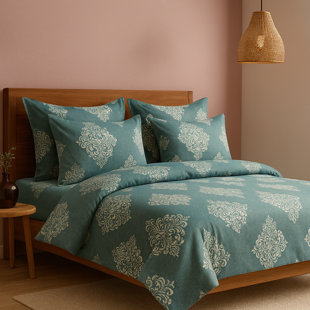 Elegant Blue Patterned Bedsheet