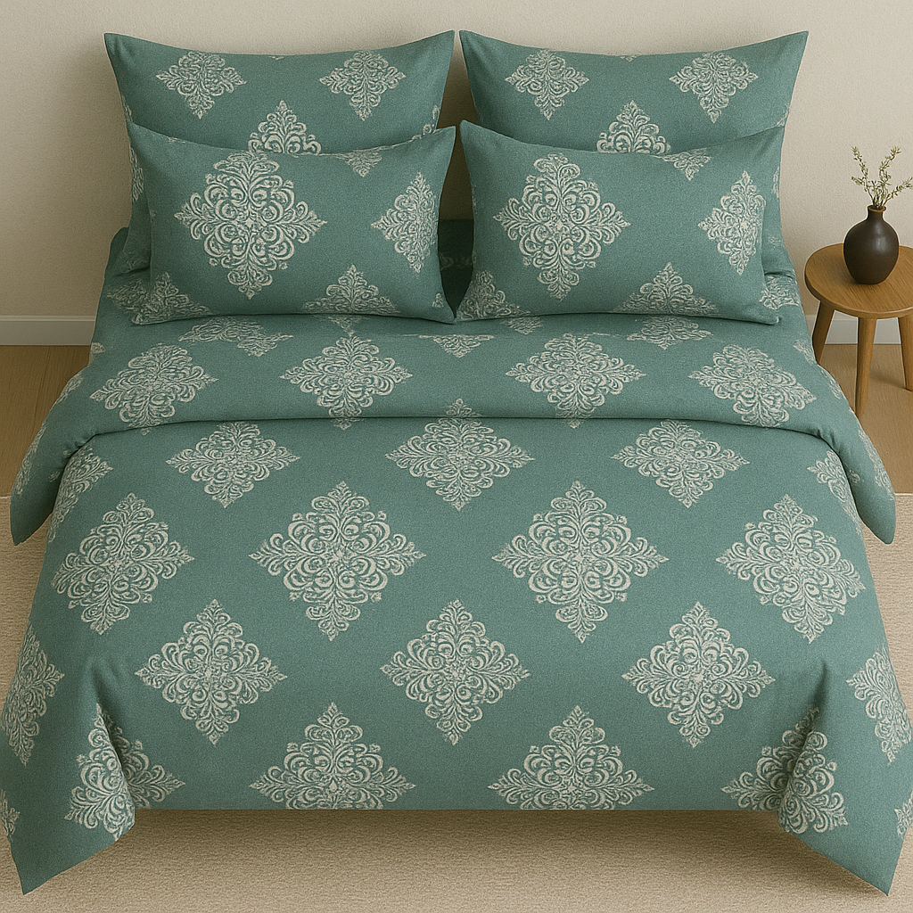 Elegant Blue Patterned Bedsheet