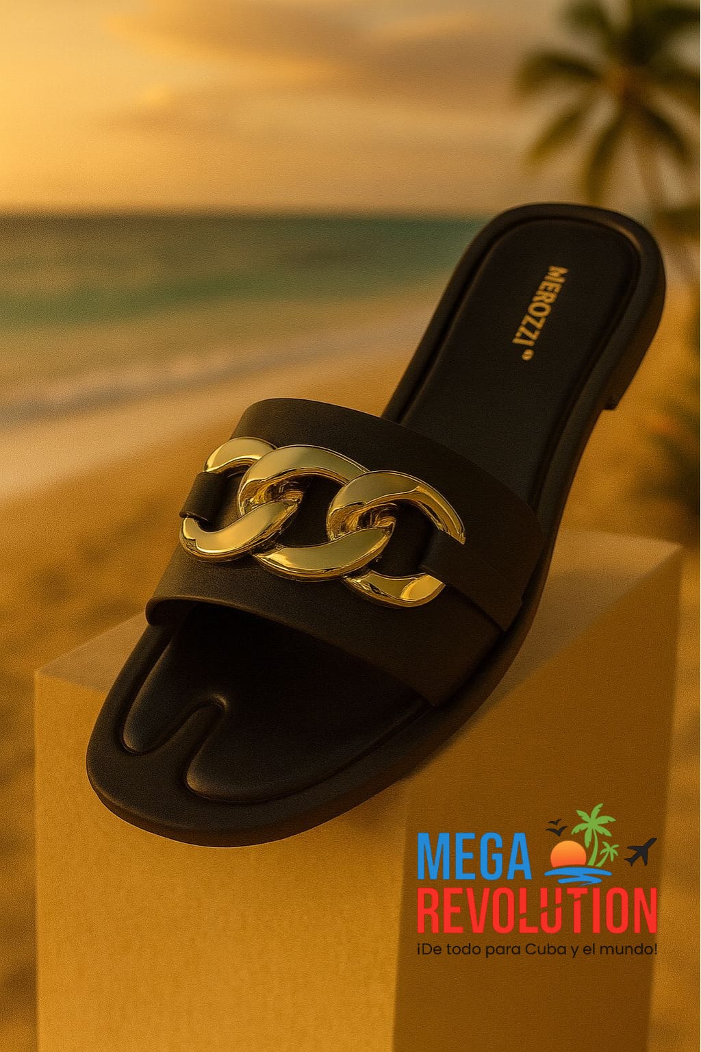 Sandalia negra de diseño elegante