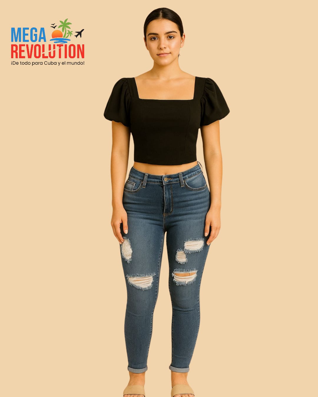 Blusa negra de manga corta