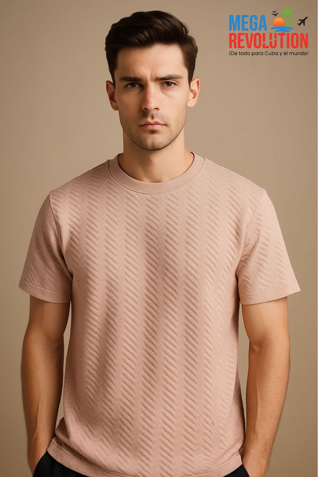 Camiseta beige texturizada