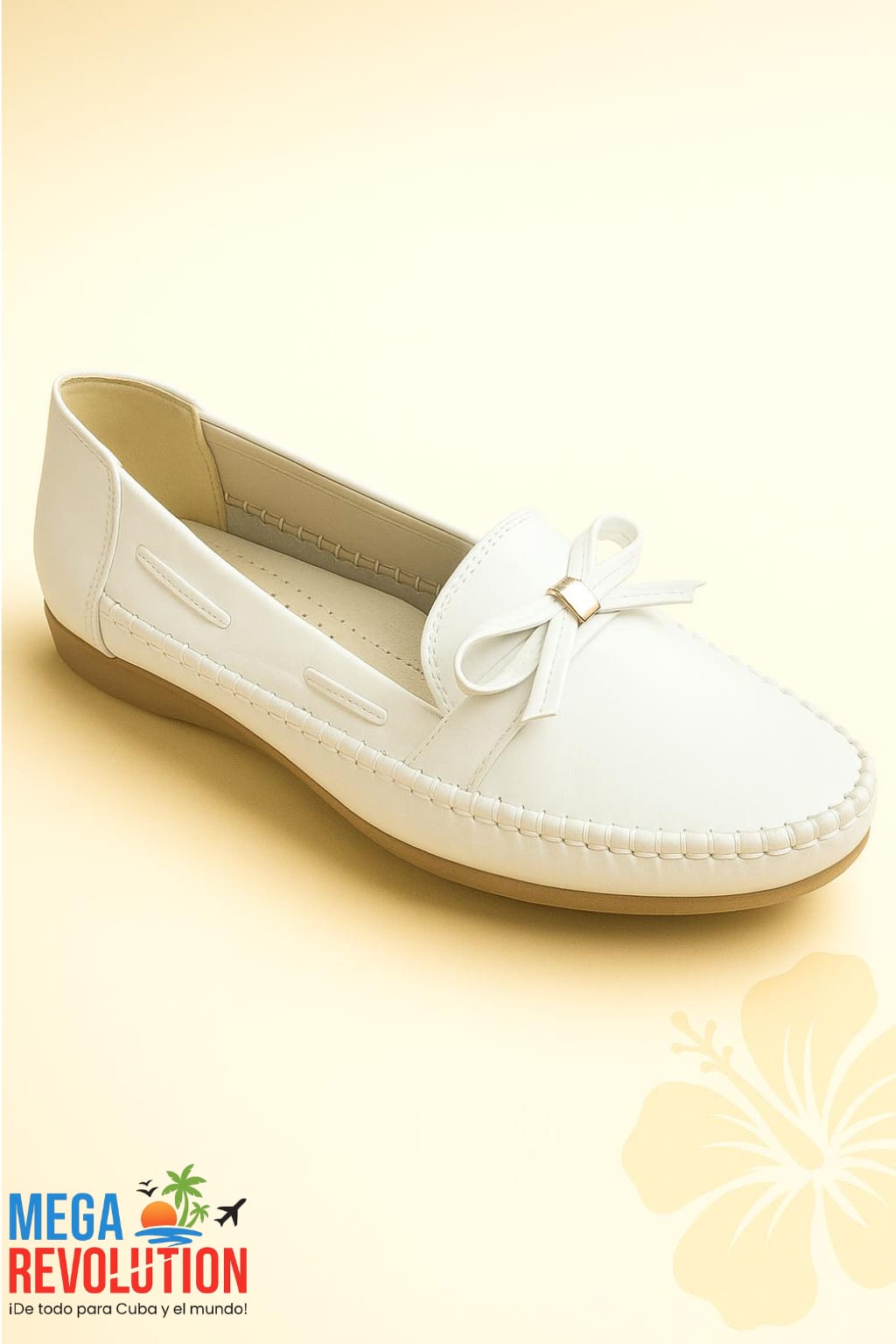 Mocasín blanco para mujer