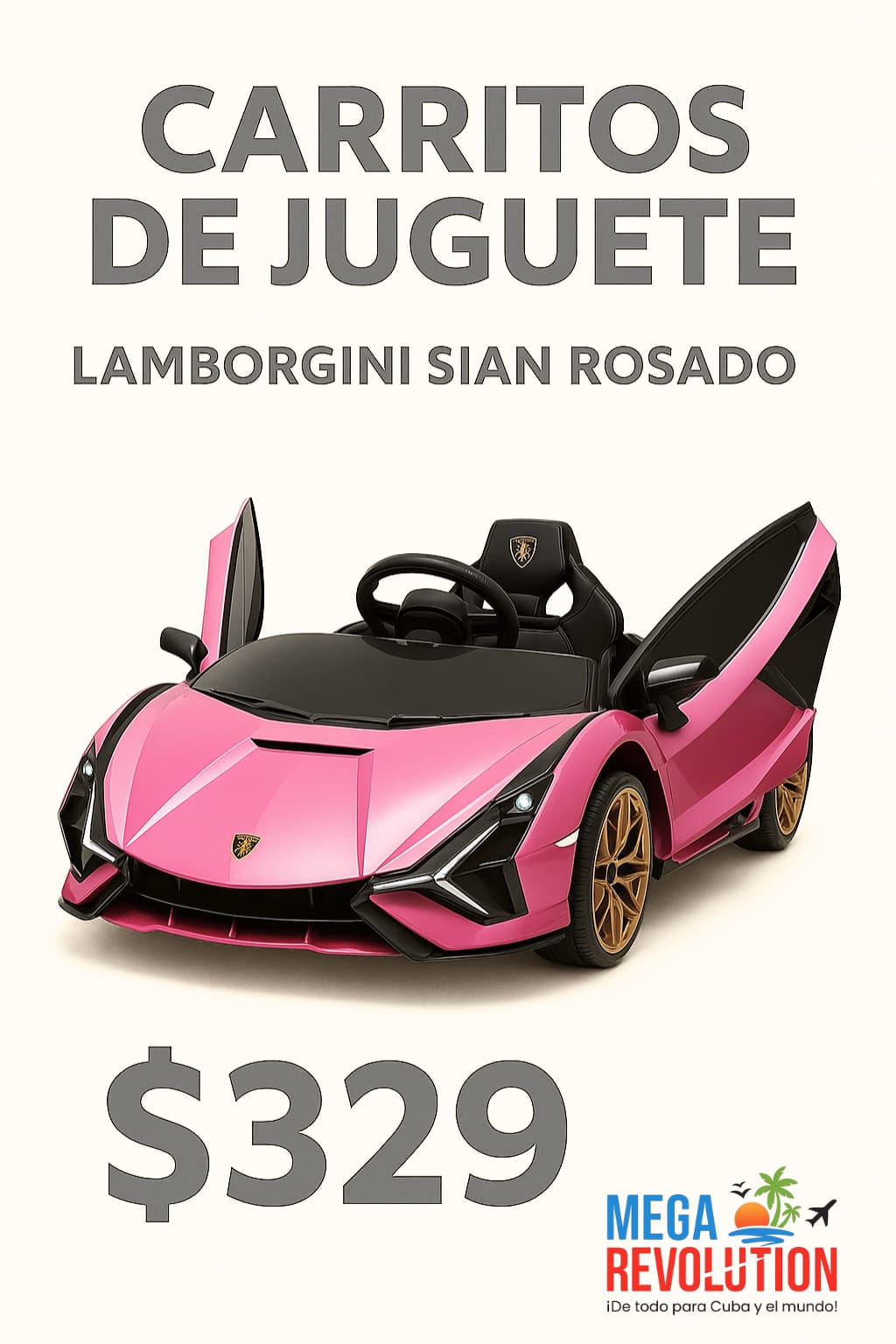Carrito de juguete Lamborghini Sian rosado
