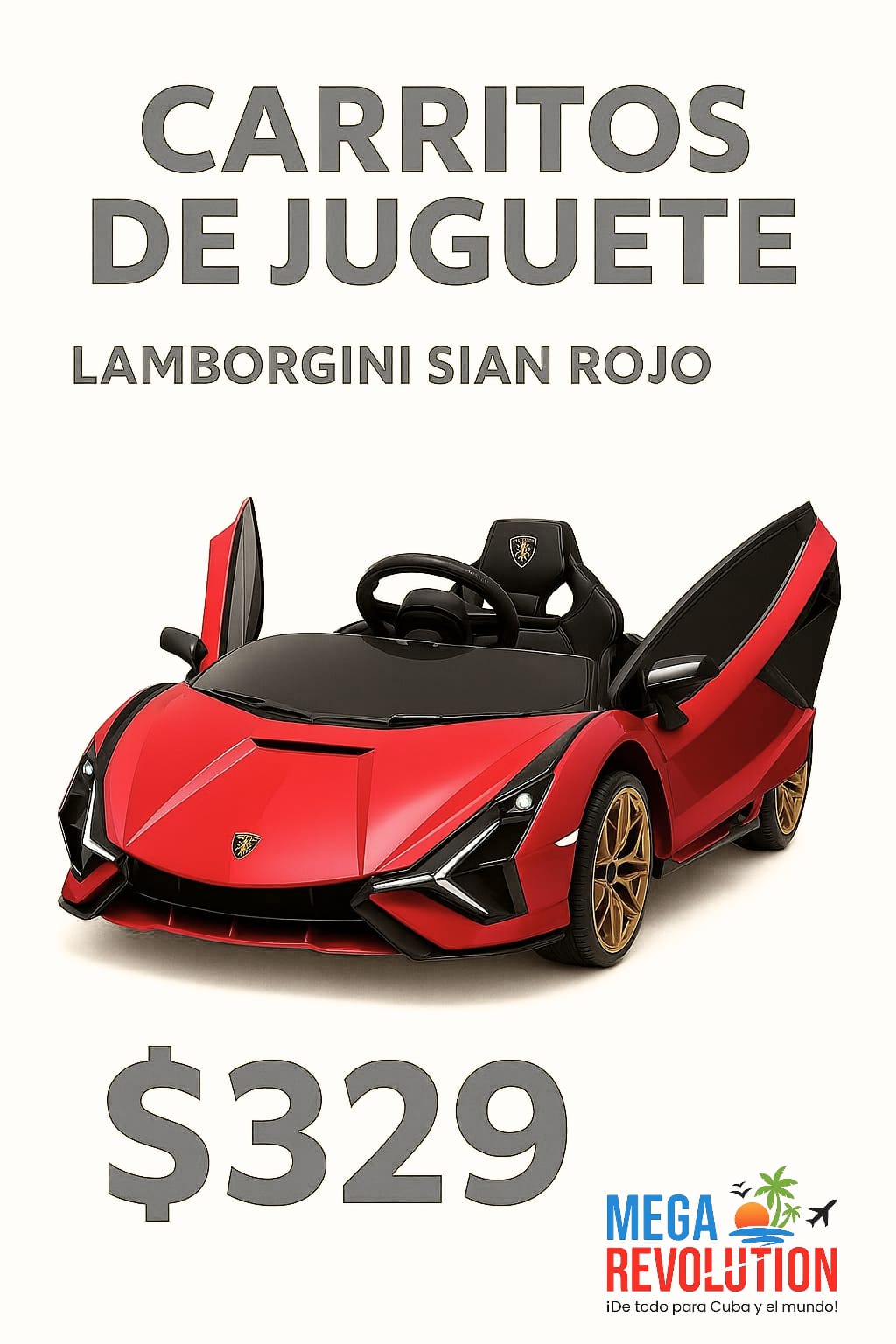 Carrito de juguete Lamborghini Sian rojo