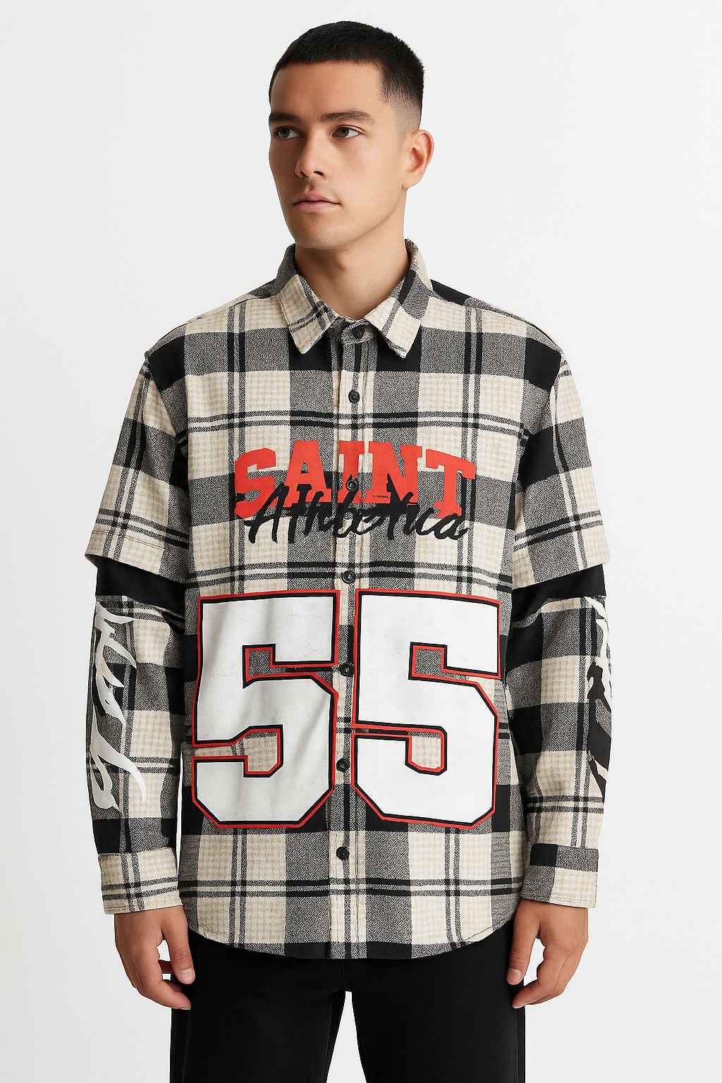 Plaid Graphic Overshirt