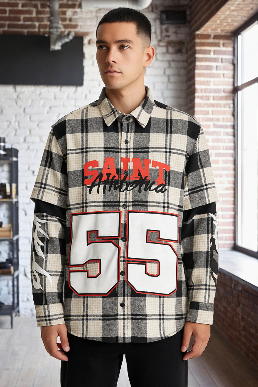 Plaid Graphic Overshirt