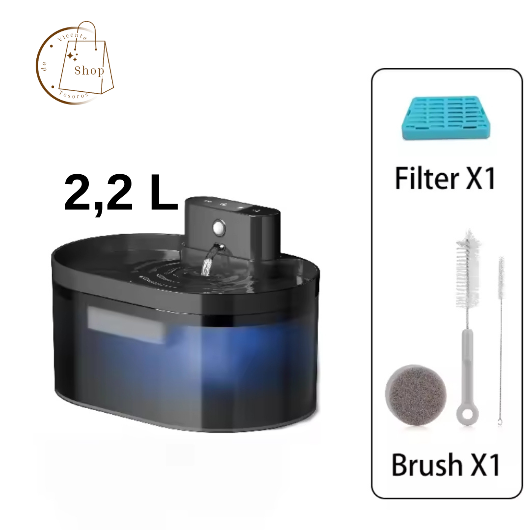 Fuente de agua automática para mascotas de 2,2 l con batería