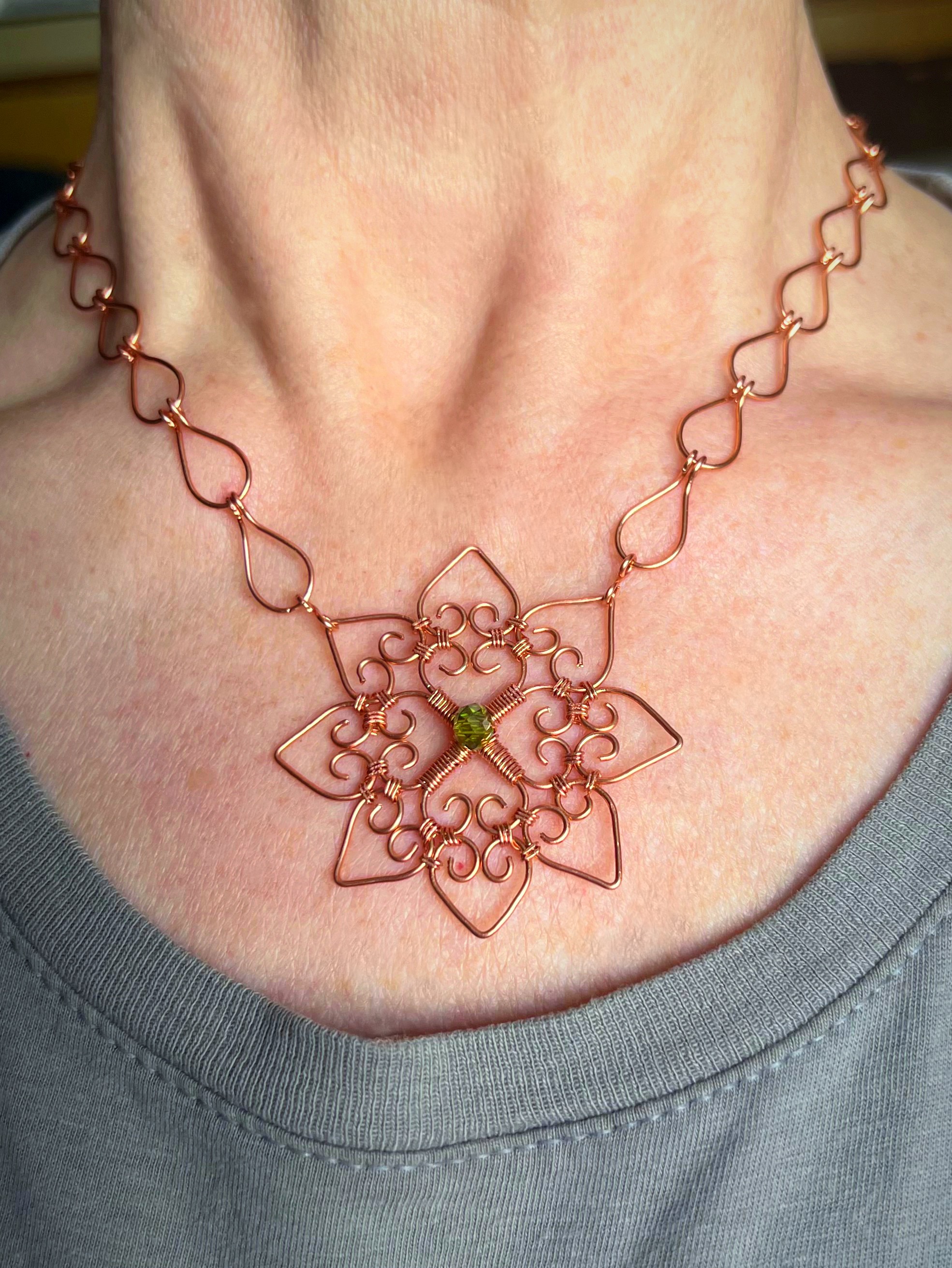 Handcrafted Copper Mandala Necklace