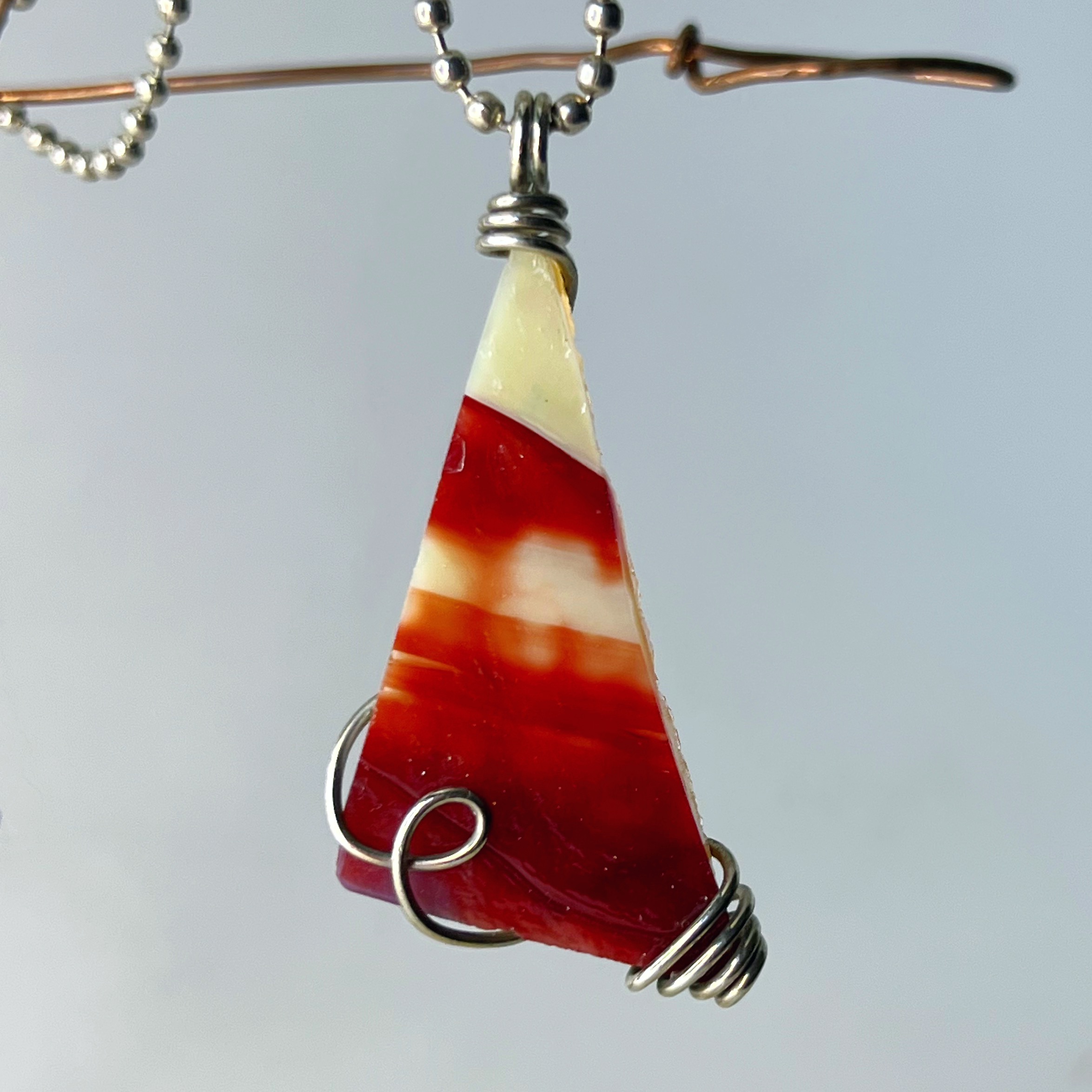 Wire Wrapped Stained Glass Pendant