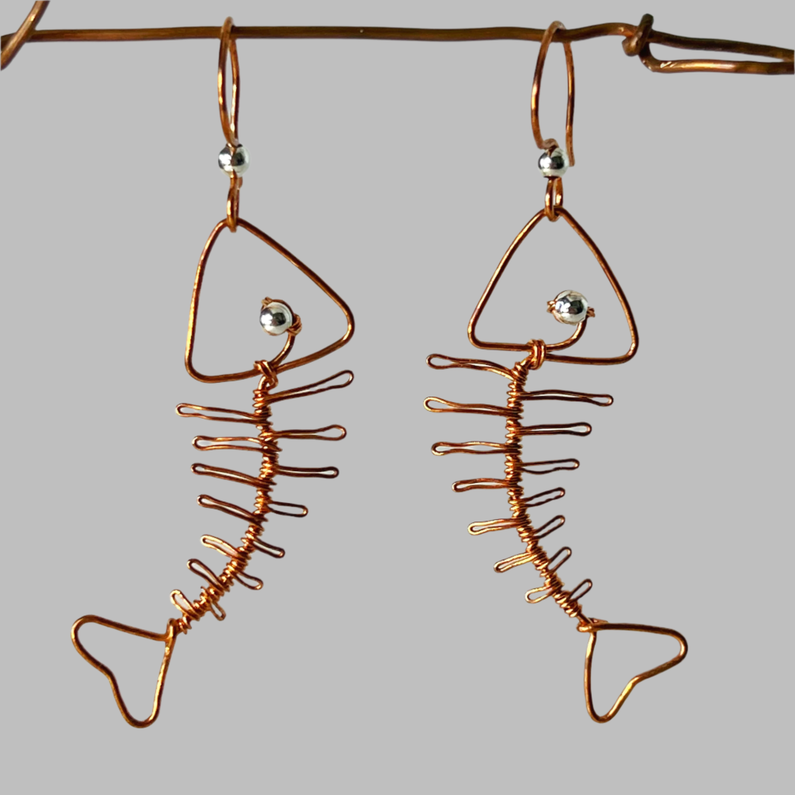 Handmade Wire Fishbone Earrings