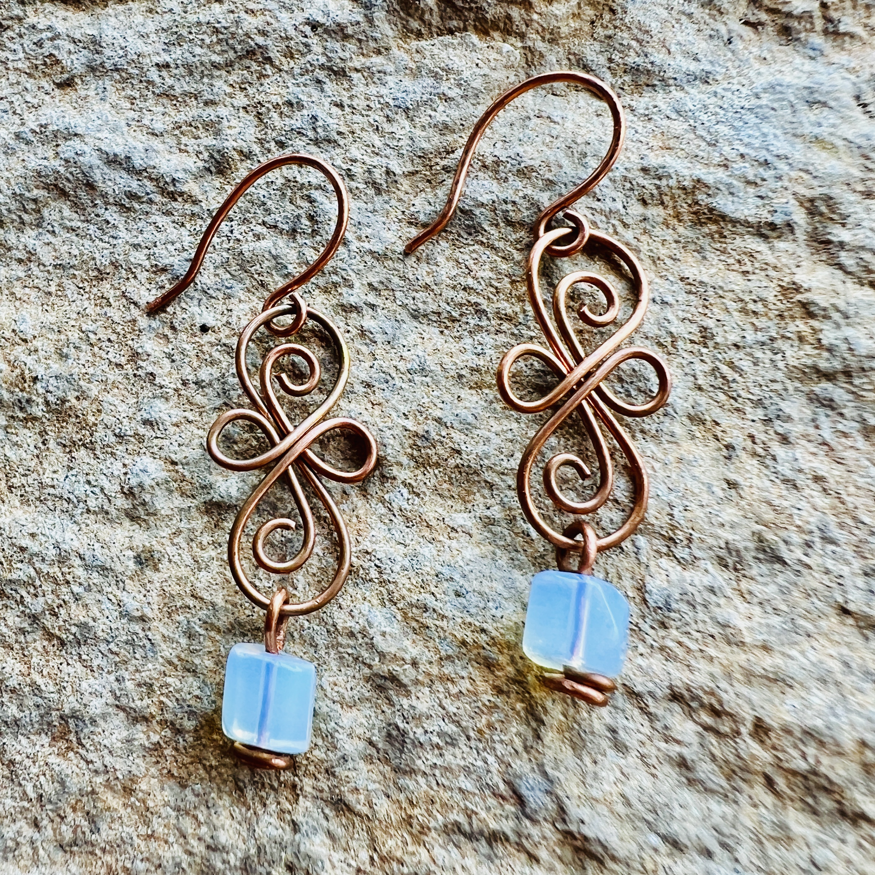 Handcrafted Copper Moonstone Earrings