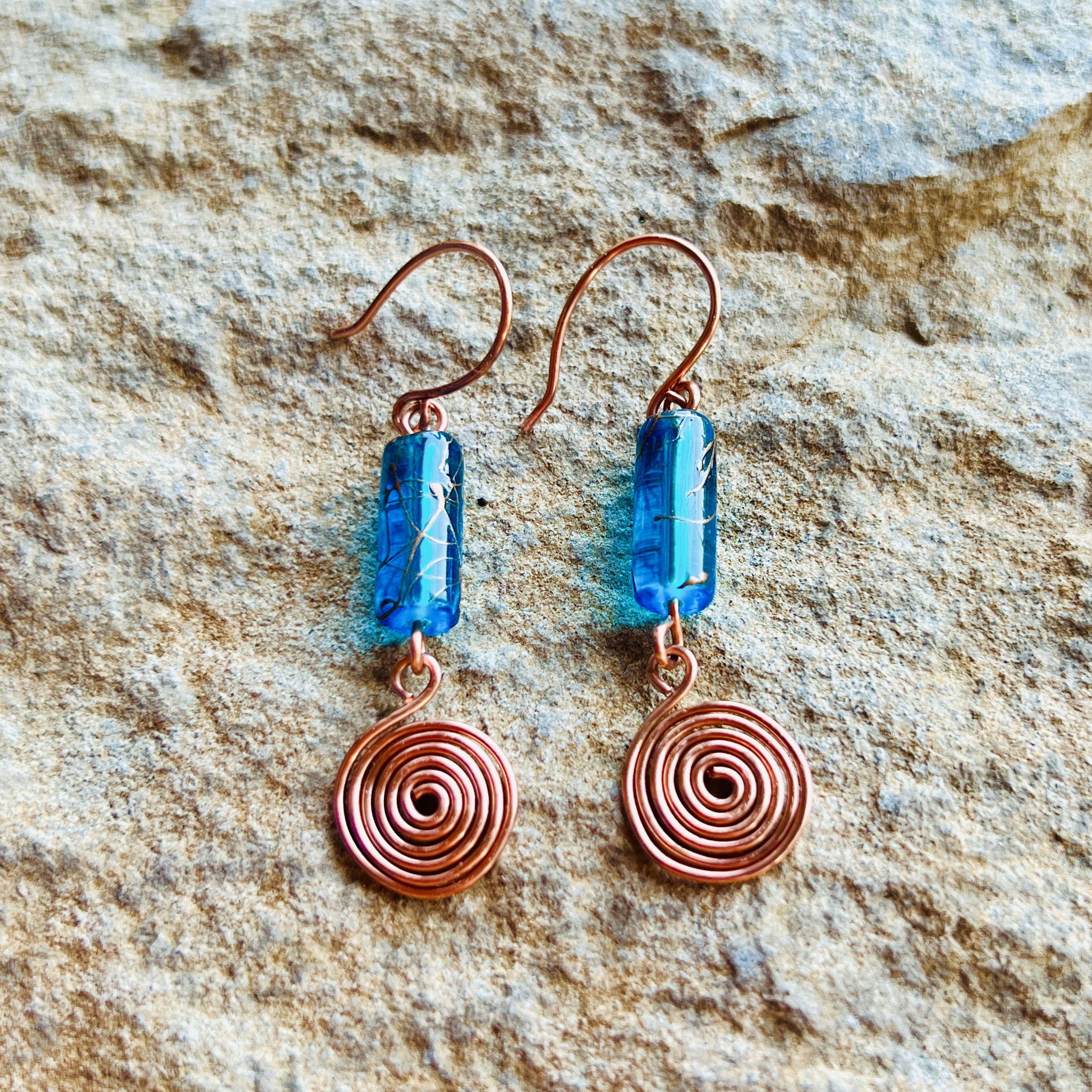 Handmade Copper and Glass Earrings